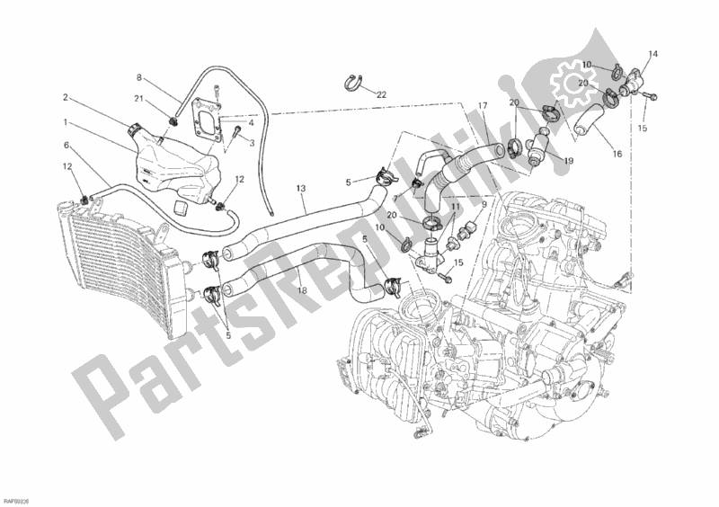 Tutte le parti per il Circuito Di Raffreddamento del Ducati Superbike 848 EVO Corse SE USA 2013